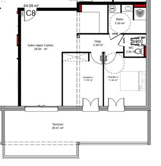  Appartement � vendre 3 pi�ces 64 m�