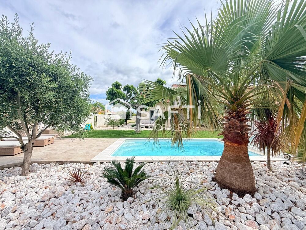 THEZA (66), BELLE VILLA, 3 FACES AVEC JARDIN ARBORE, PISCINE ET GARAGE