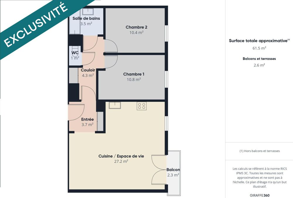 Vente Appartement T3, parfait état, lumineux, balcon et double box à Villejuif Villejuif