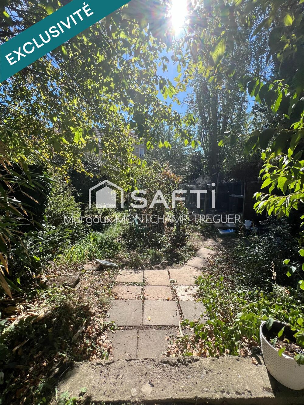 Rez-de-jardin de 85m², grand jardin, garage double