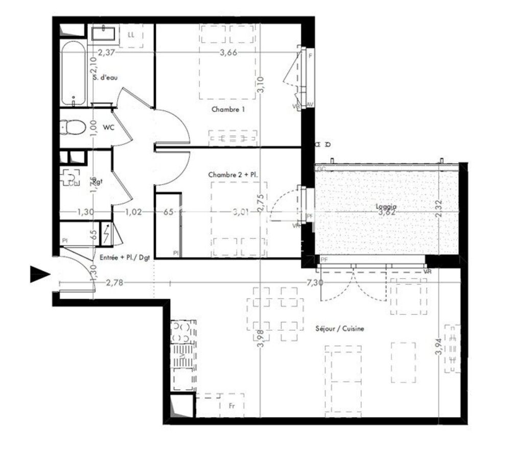 Appartement T3 neuf avec balcon et stationnements  Résidence moderne
