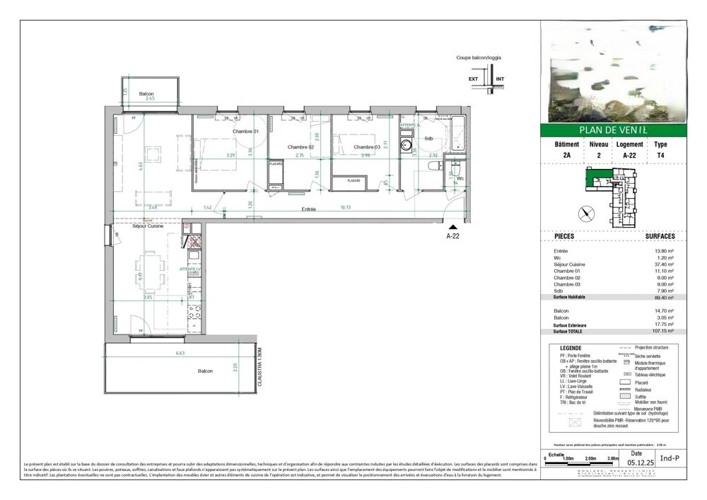 Vente Appartement T4 neuf avec grand balcon et parkings Croix