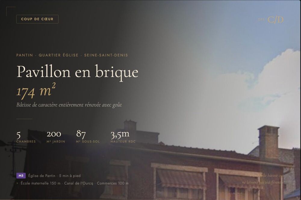 Pavillon en brique 174 m² rénové  jardin 200 m²
