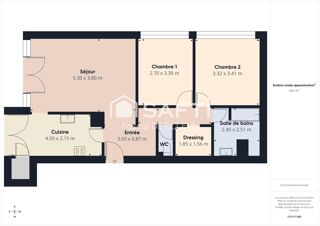  Appartement � vendre 3 pi�ces 69 m�