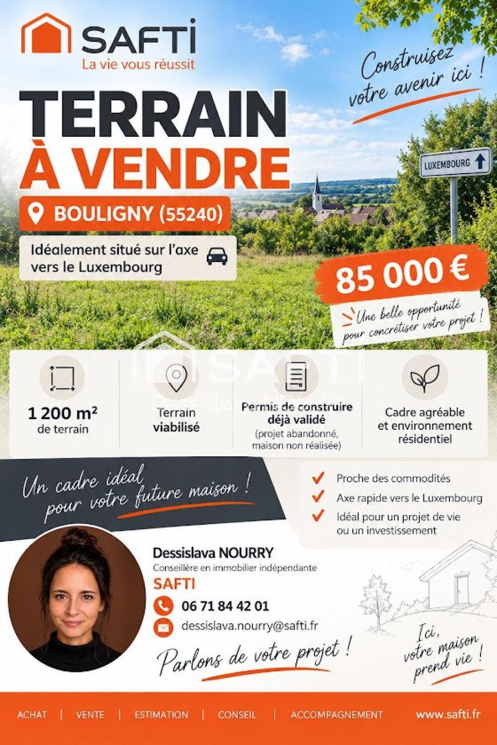 Vente Terrain Terrain constructible viabilisé proche Luxembourg Bouligny