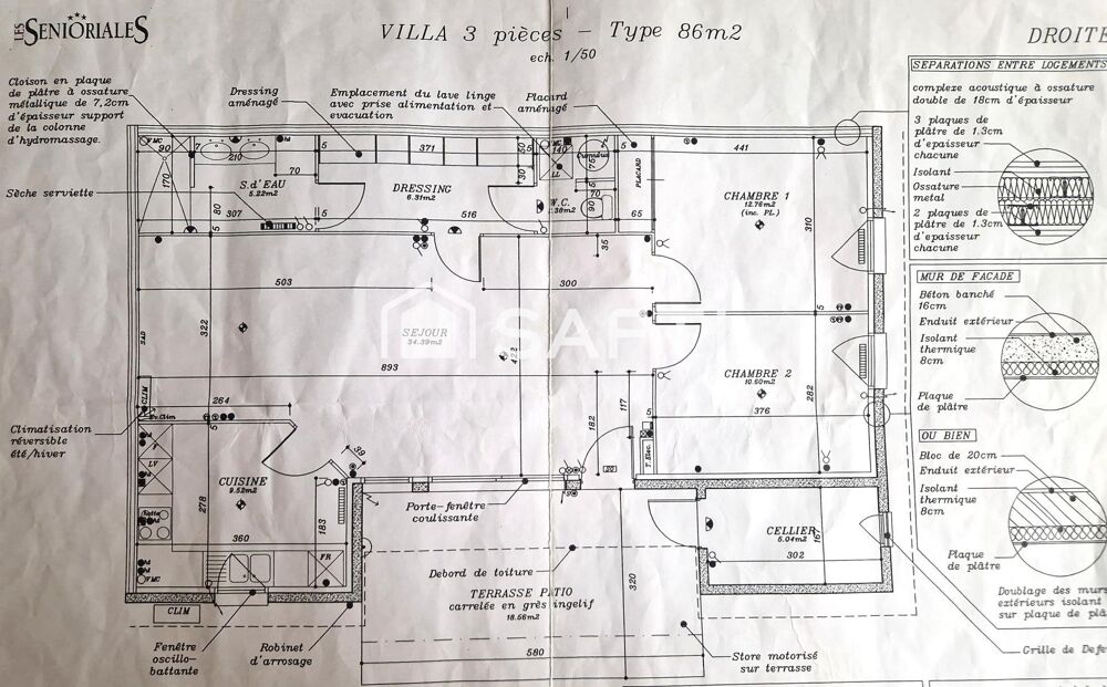 Maison T3, 81 m² + 5 m² de cellier, dans résidence sécurisée, piscine et club house.