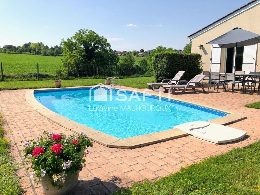 Vente Maison Maison de plein pied, avec piscine, 3 chambres, grand terrain & vue dégagée – Au calme, proche commodités Saint-severin