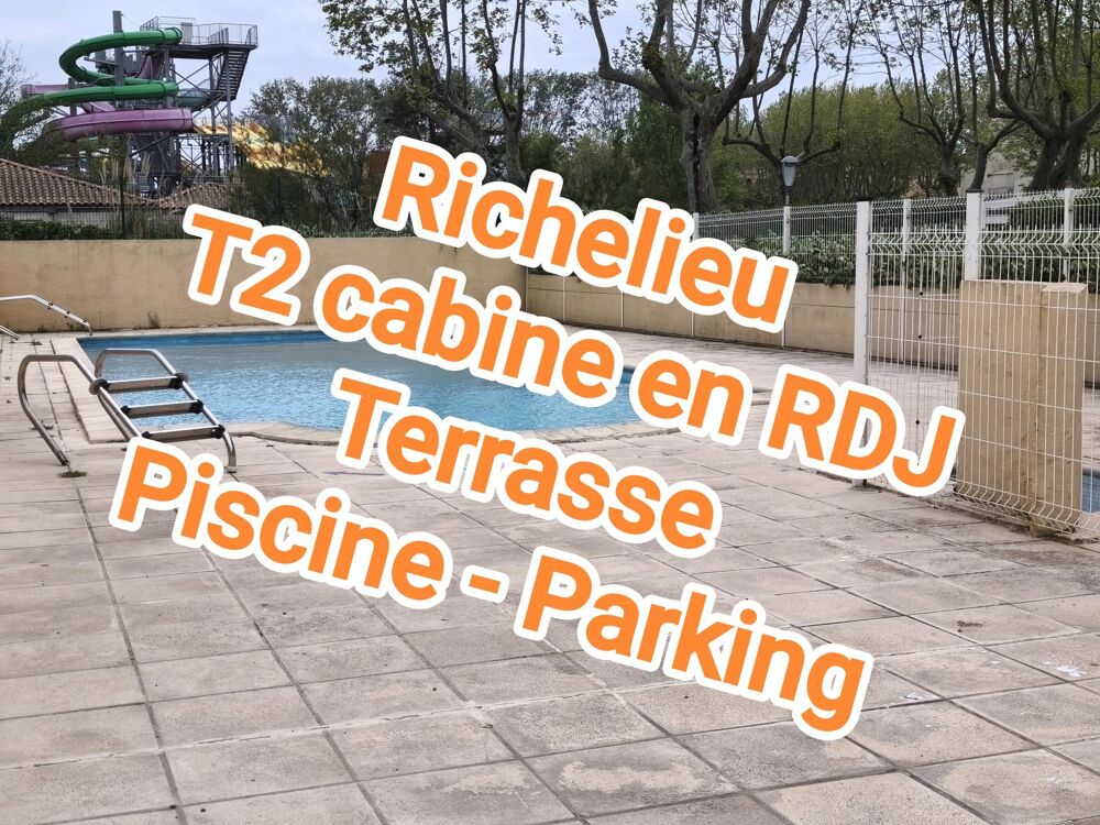 T2/cabine en rdj, terrasse, parking, piscine.