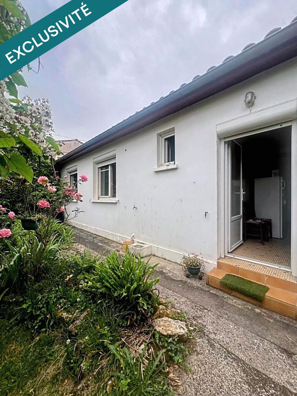 Maison plain-pied + jardin + garage