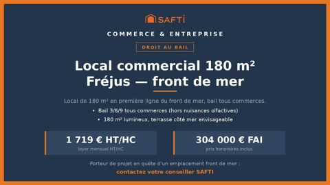 Droit au bail 180 m&sup2;, front de mer Fr&eacute;jus 300000 83600 Frejus