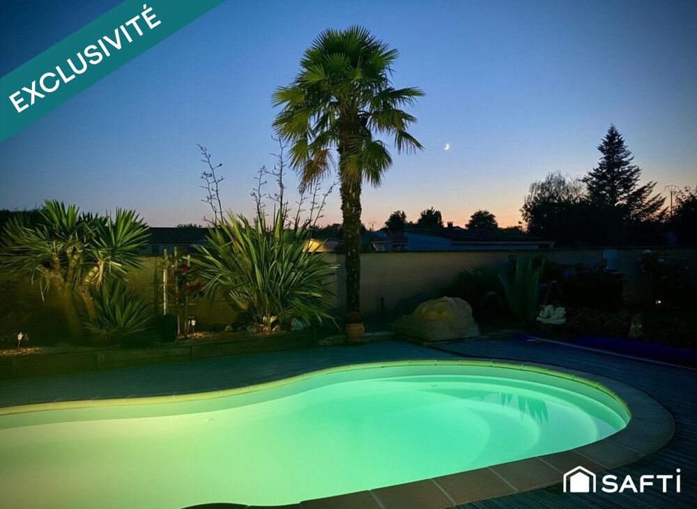 Maison familiale de plain-pied avec piscine et double garage, sur terrain arboré de plus de 1900 m2 à Couquèques (33340)