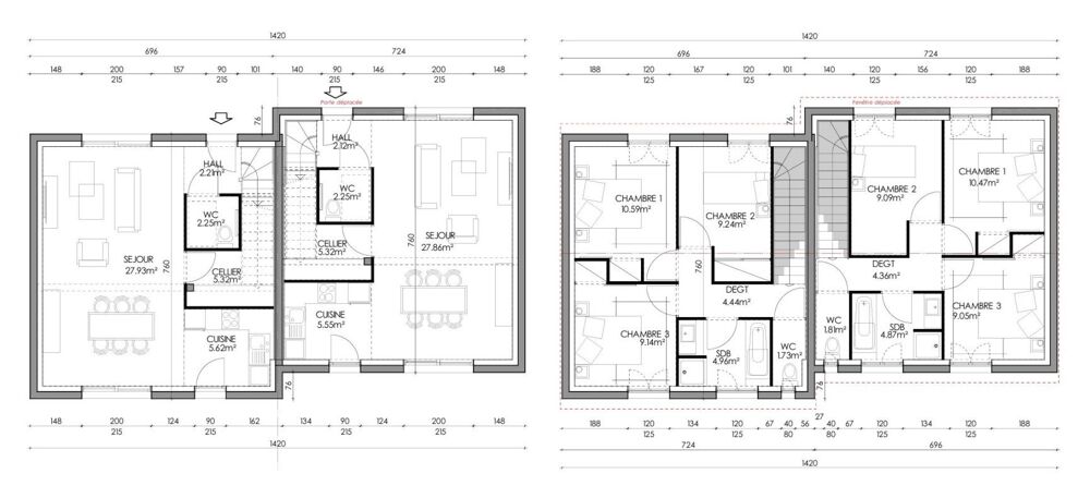 MAISON NEUVE 84M2 3 CHAMBRES/ CELLIER/PARKING/CALME