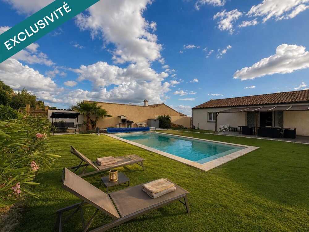 Vente Maison Villa contemporaine 4 faces au fond d'une impasse avec piscine 8x4 et panneaux photovoltaïques Cazouls-les-beziers