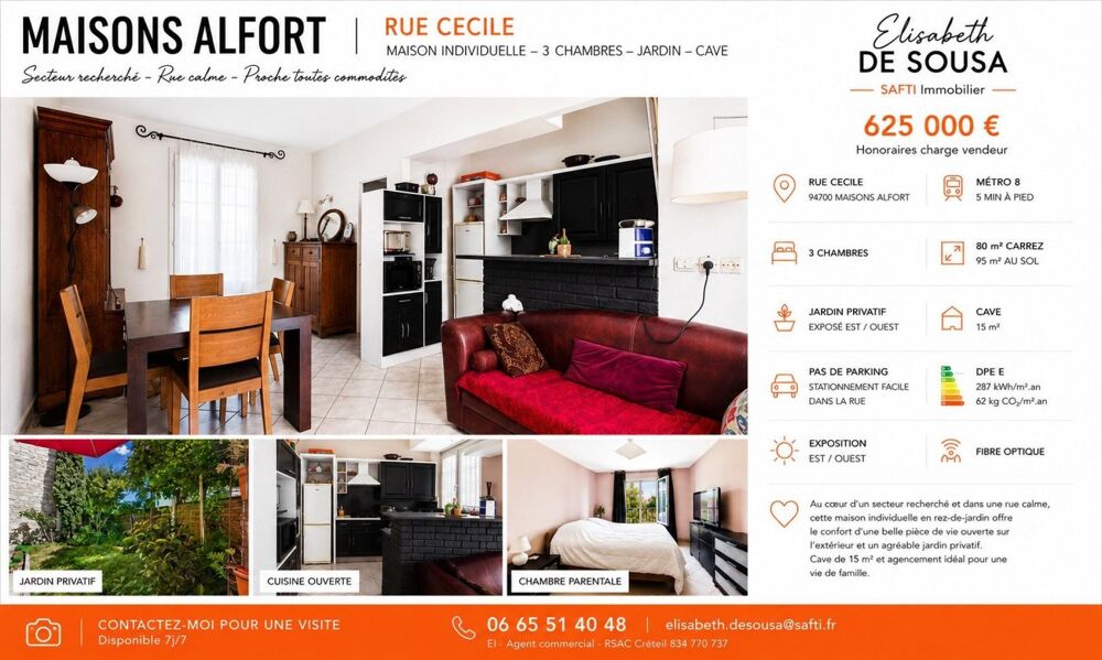 Vente Maison CHARENTONNEAU – MAISON FAMILIALE AVEC JARDIN ET SOUS-SOL Maisons-alfort