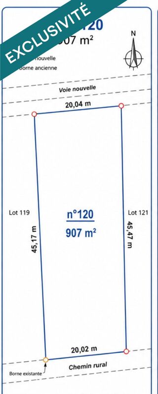  Terrain à vendre 907 m²
