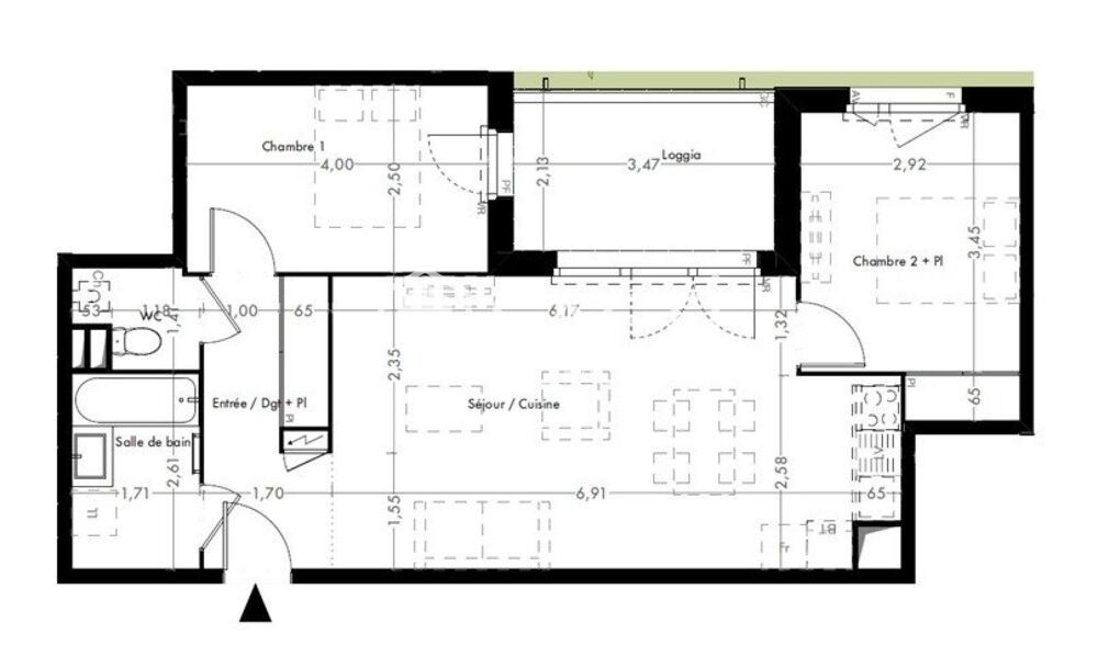 Appartement T3 de 61 m² avec balcon et stationnements  Résidence neuve