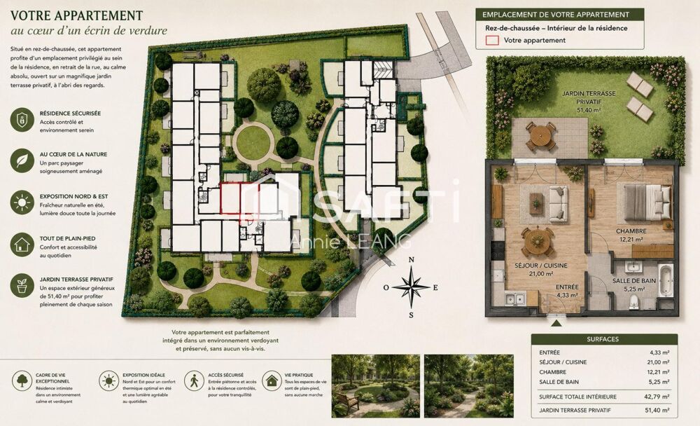 Vente Appartement Plain-pied avec jardin, au calme et au vert Montevrain