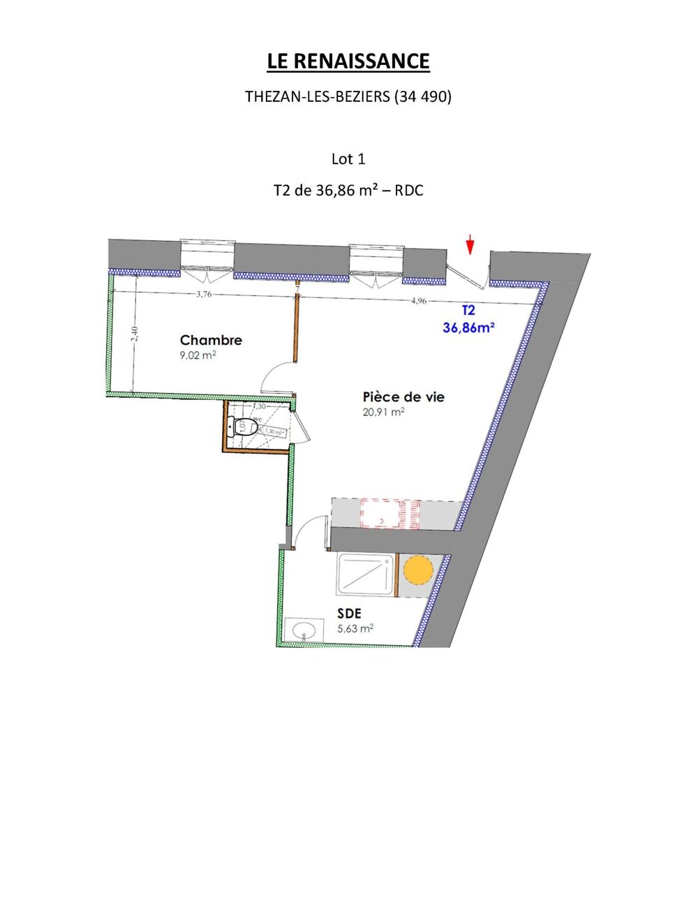 Appartement T2, à vendre en VEFA, Résidence principale ou investissement locatif
