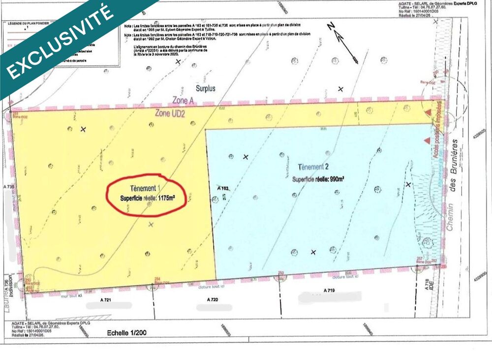 Vente Terrain Terrain à bâtir de 1175m² non viabilisé. La riviere