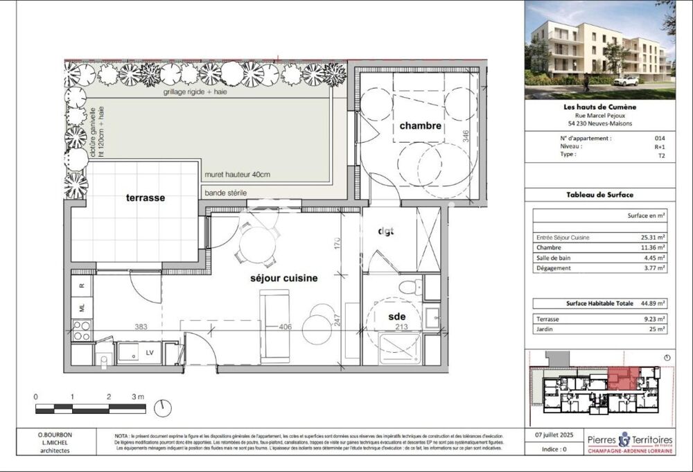 À VENDRE  SUPERBE T2 NEUF  45 m²  NEUVES-MAISONS
