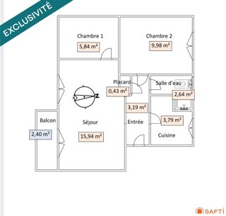  Appartement � vendre 2 pi�ces 42 m�