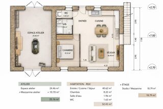  Maison à vendre 1 pièce 64 m²
