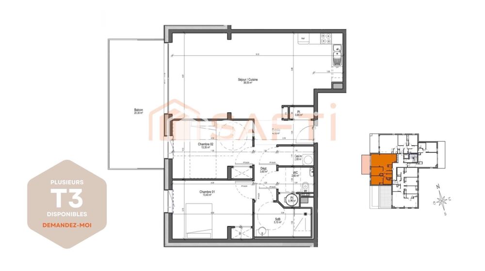 Vente Appartement Appartement T3 neuf avec terrasse Arras
