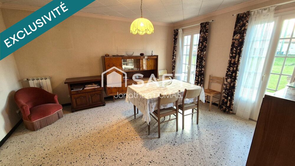 Maison de plain pied, 3 chambres, jardin, garage