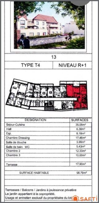  Appartement  vendre 4 pices 99 m