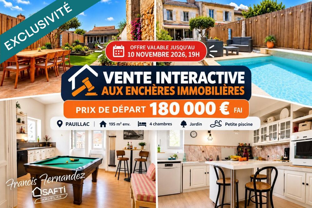 Vente Maison Maison en pierre – Vente interactive à 180 000 € Pauillac