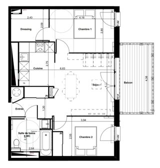  Appartement  vendre 3 pices 59 m