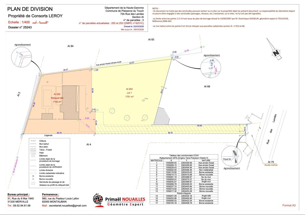 Vente Terrain Terrain à bâtir – Plaisance-du-Touch, proche Golf de Téoula Plaisance-du-touch