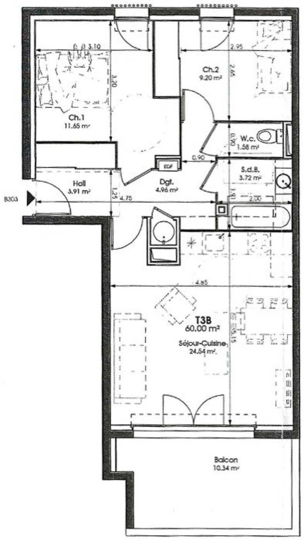 Vente Appartement T3 60m² DPE A, dernier étage, 2 places de parking Gignac-la-nerthe
