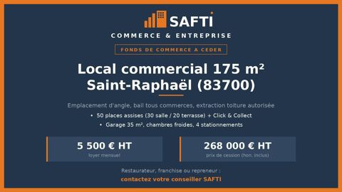 Boulangerie - Resto 175m&sup2; : Extraction en toiture 268000 83700 Saint-raphael