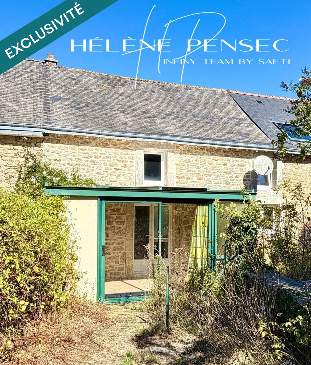 Bâtisse en pierre de 50 m² à rénover, avec véranda et jardinet.