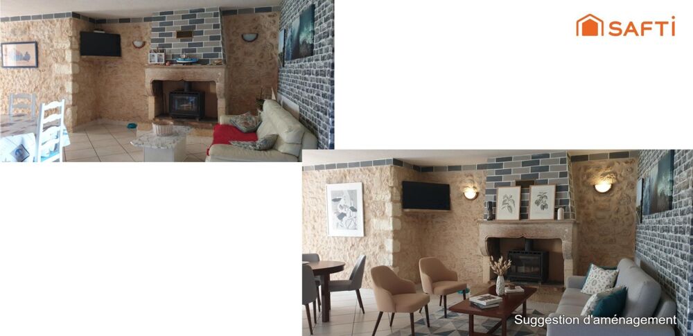 Maison de village en pierre située sur la commune de Saint-Christoly-Médoc, 5 pièces (dont 4 chambres) avec grande pièce à vivre