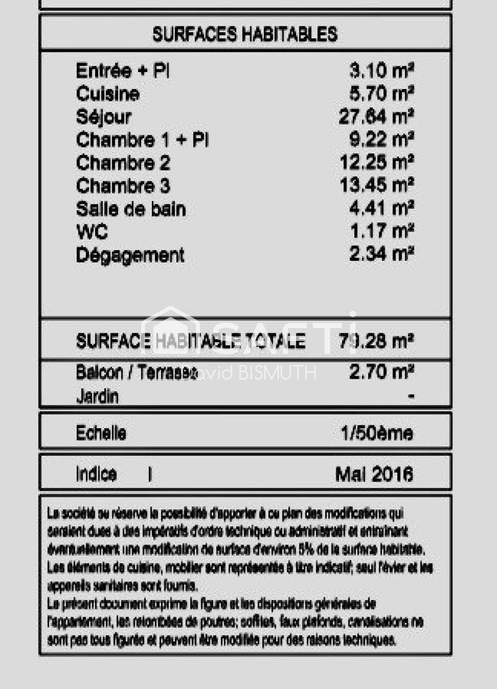 Appartement 4 pièces 3 chambres de 80 m2 avec Balcon et Place de parking au sous sol DPE "C