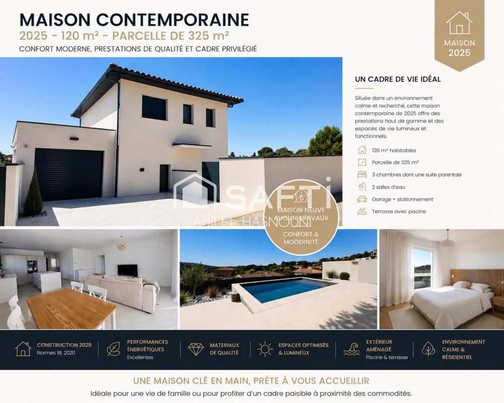 Vente Maison Élégance, modernité et prestations haut de gamme : découvrez cette villa contemporaine de 2025 avec piscine et vue dégagée, dans Vailhauques