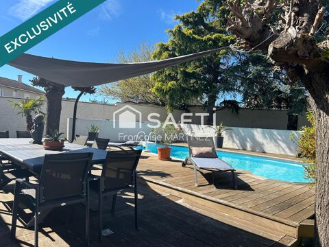   1 v�randa au Nord avec vue sur les Alpes ; 1 piscine sur terrasse bois avec salons d�tente au Sud Maison - 5 pi�ce(s) - 103 m�