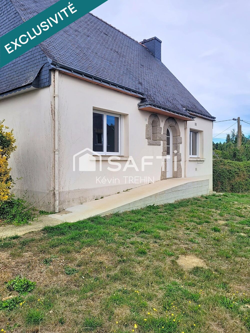 Vente Maison Maison 98 m² – Sous-sol complet – Terrain clos 1021 m² – Radenac (bourg) Radenac