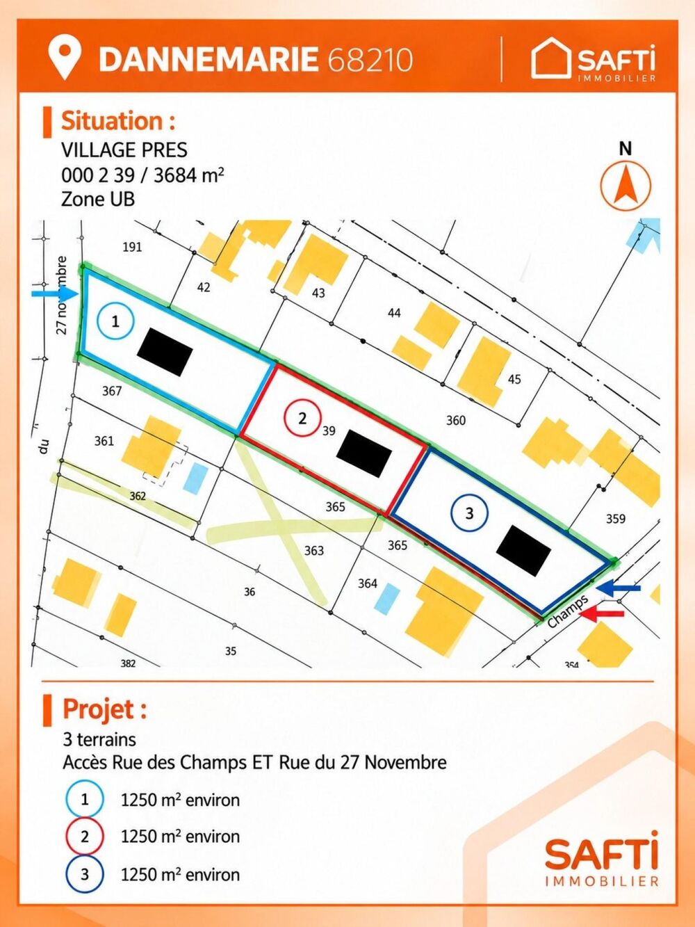 Vente Terrain Terrains à bâtir d'environ 12,5 ares – Dannemarie Dannemarie