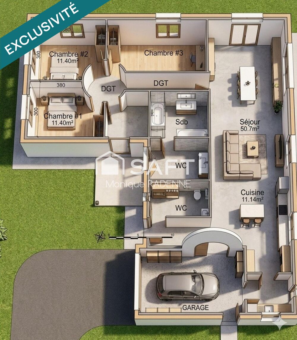 MAISON INDIVIDUELLE DE PLAIN PIED AVEC GARAGE