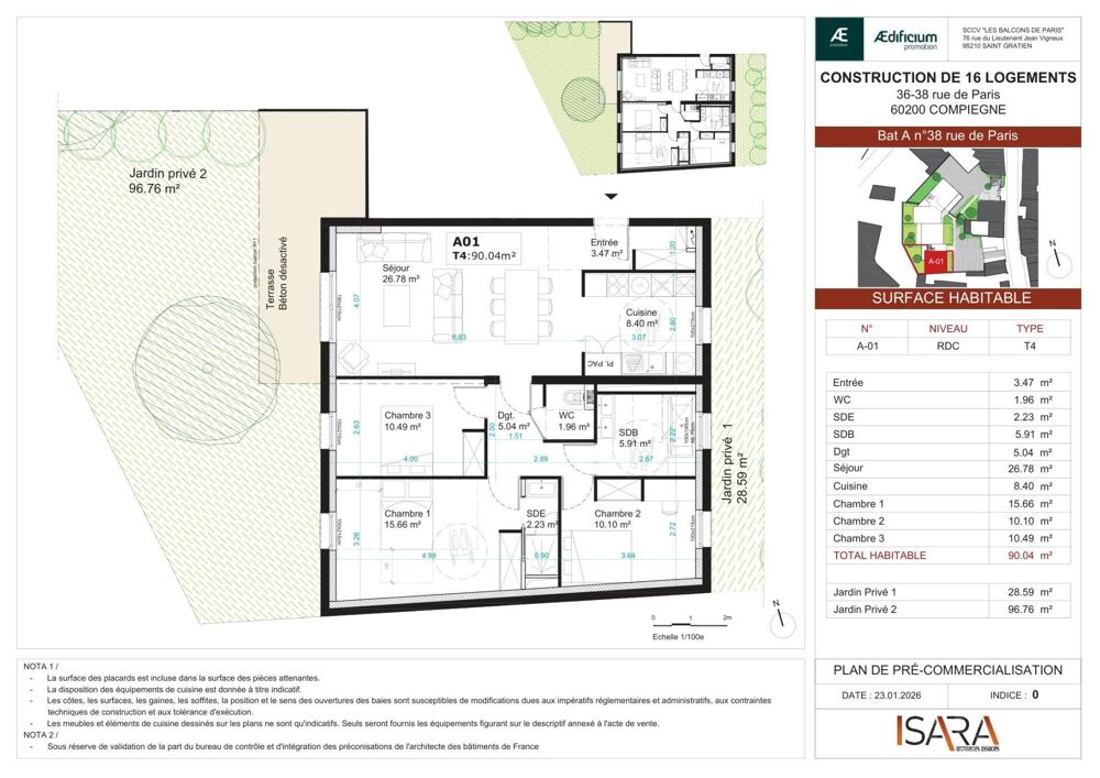 Vente Appartement Compiègne, appartement avec jardin à deux pas du centre ville Compiegne