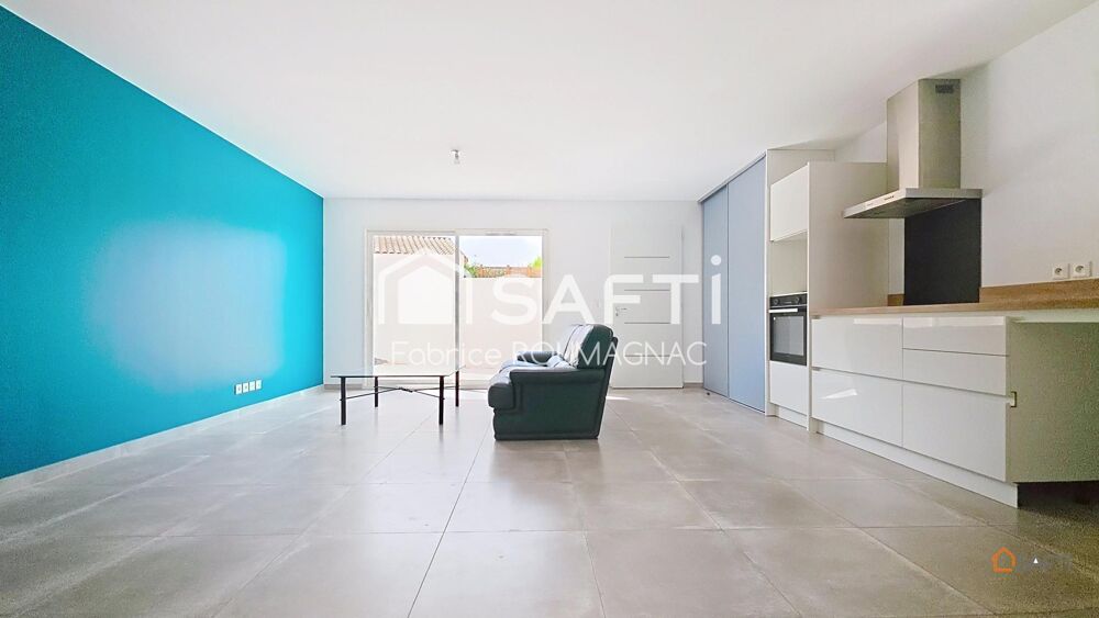 Villa de 93 m² avec trois chambres et piscine.