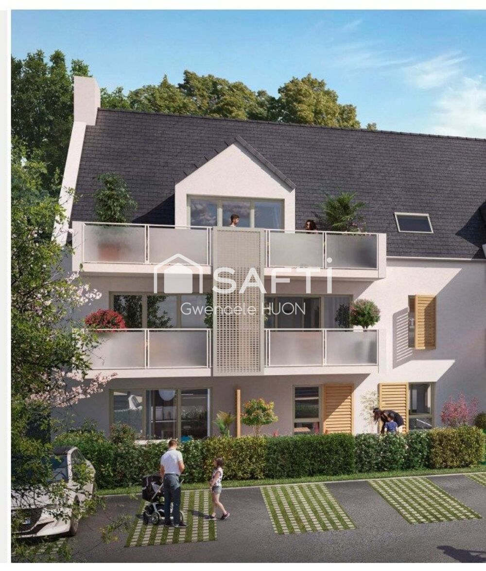T3 en rez-de-jardin de 67 m² avec terrasse et jardinet, dans résidence neuve livrée en 2026 à 300 m du bourg de Crach. Luminosi