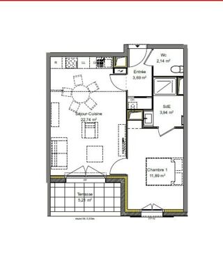  Appartement à vendre 2 pièces 45 m²
