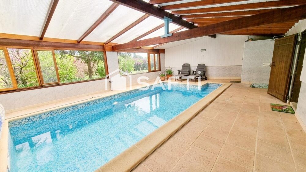 Maison garage avec grand terrain et piscine