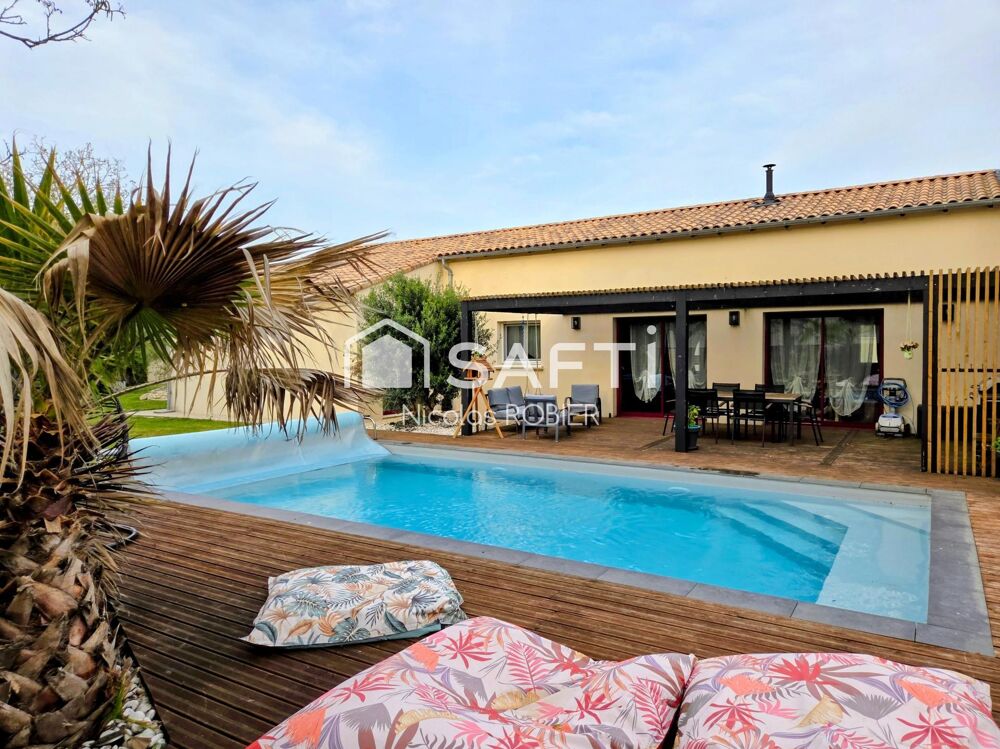 LUMINEUX PLAIN PIED TROIS CHAMBRES, SUITE PARENTALE, GRANDE PIÈCE DE VIE, GARAGE MEZZANINE, PISCINE CHAUFFÉE