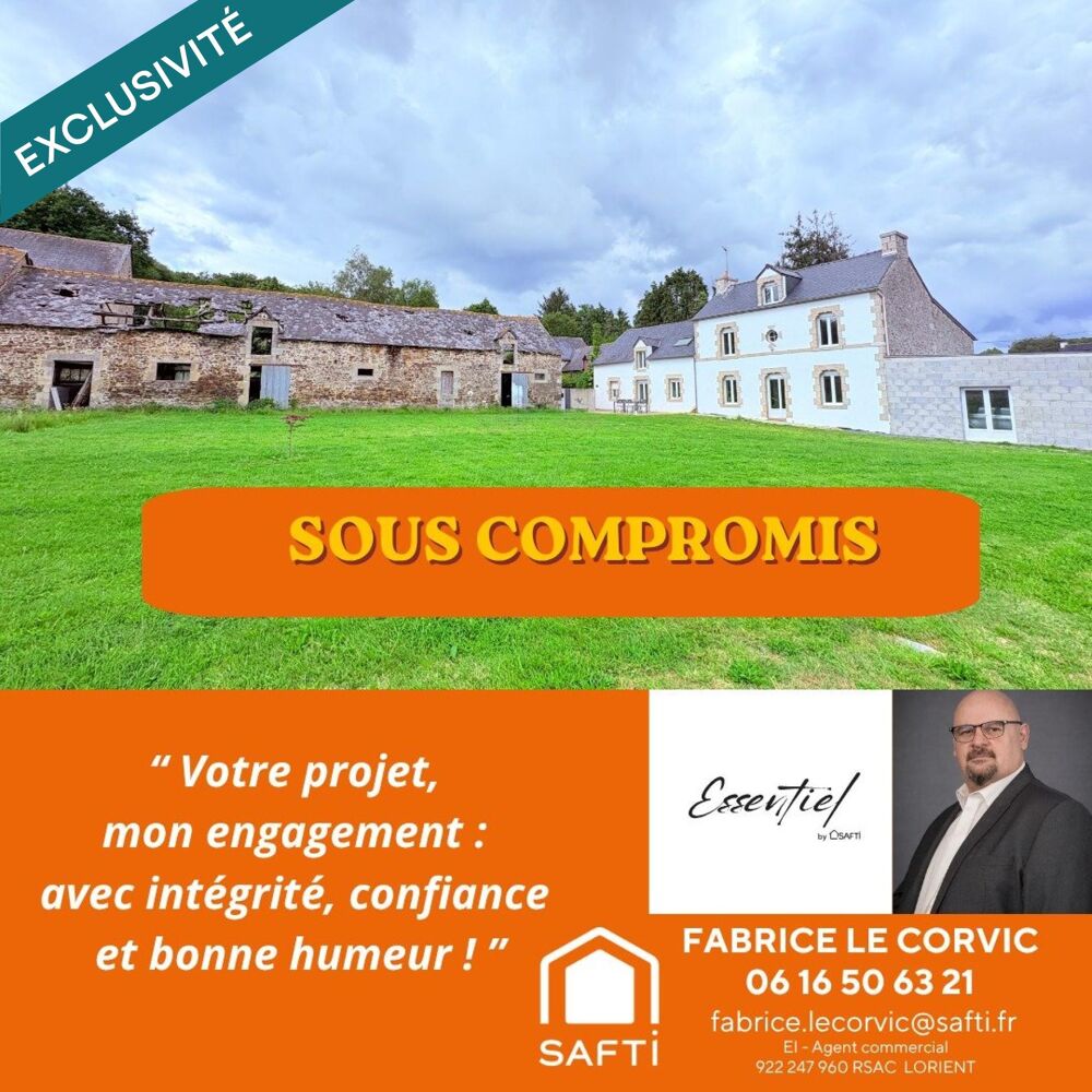 Vente Maison SPLENDIDE LONGERE DE 186 M2 SUR TERRAIN DE 3312 M2 EN CAMPAGNE DE NOYAL PONTIVY Noyal-pontivy