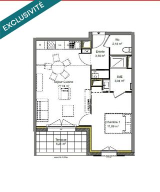  Appartement à vendre 2 pièces 45 m²
